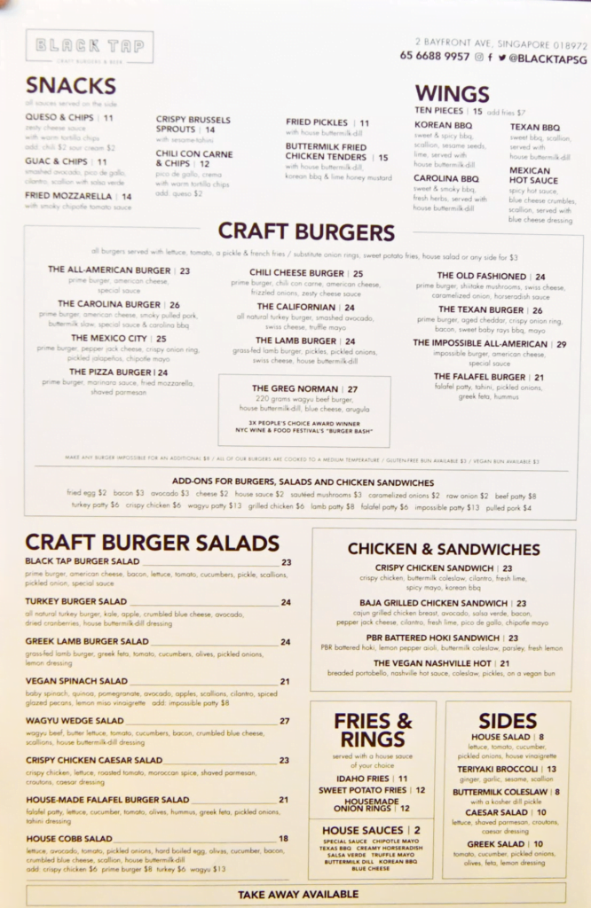 Black Tap Menu Singapore With Prices 2024