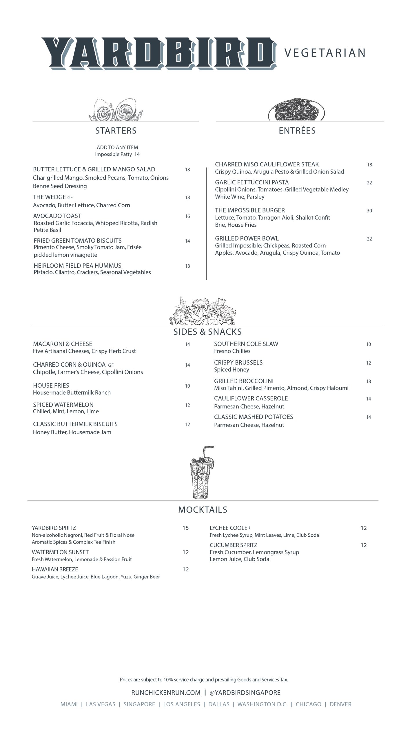 Yardbird Menu Singapore with Latest Prices 2024